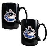 Vancouver Canucks NHL 2pc Black Ceramic Mug Set - Primary Logo