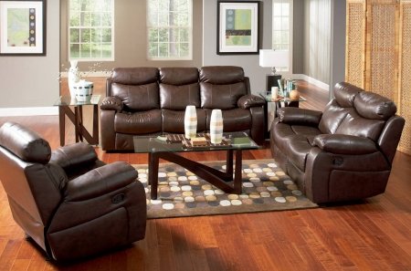 600561SET2 Denisa Casual Brown Bonded Leather Reclining 2 Pcs Sofa Living Room Set (Sofa and