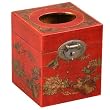 Handmade Tibetan Leather Tissue Holder With Birds And Flowers Design