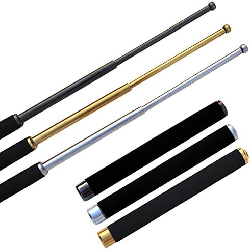 Cool Outdoor Tool Portable Retractable Alloy Steel Stick Black Gold Silver 25 Inch (Black)