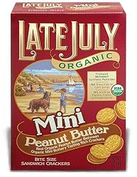 Late July Organic Mini Peanut Butter Bite Size Sandwich Crackers, 5-Ounce Boxes (Pack of 12)