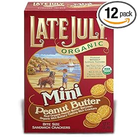Late July Organic Mini Peanut Butter Bite Size Sandwich Crackers, 5-Ounce Boxes (Pack of 12)