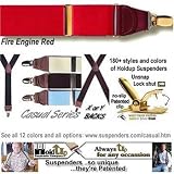 Y-back Style Red Suspenders with Silver Clasps