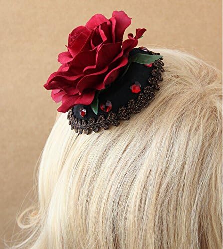 Big Red Rose Black Lace Queen Tiara Hairpin Headpiece/headdress Banquet Party Hat