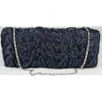 Wavy effect Evening Clutch Bag in Navy Blue -- SwankySwans'