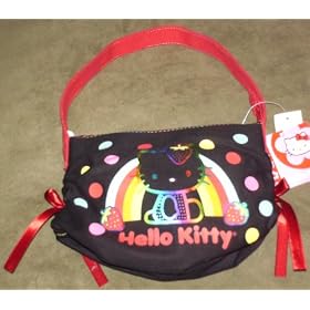 Black Canvas Rainbow Hello Kitty Purse