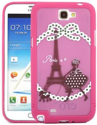 Big Dragonfly High Quality (2 in 1) France Famous Effiel Tower Hybrid Hard Back Case Cover / Plum Frame Bumper Case Compatible with Samsung Galaxy Note 2 ii N7100 Exquisite Retail Packing