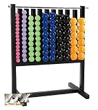 Aerobic Pac - locking rack and 43 pairs of vinyl coated dumbbells, 14-1lb., 12-2lb., 18-3lb., 16-5lb., 14-8lb., 12-10lb.