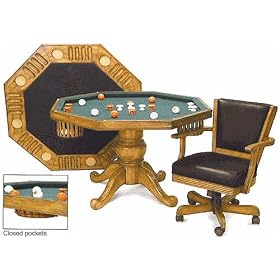 Imperial 3 in 1 Bumper Pool~Poker~Table Top with Oak Finish with 4 Chairs by