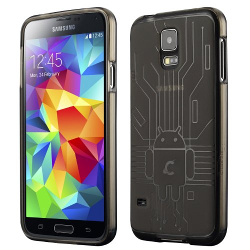 Galaxy S5 Case, Cruzerlite Bugdroid Circuit TPU Case Compatible with Samsung Galaxy S5 - Smoke
