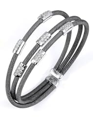 Sterling Silver & Cz Black Rhodium Plated Bangle