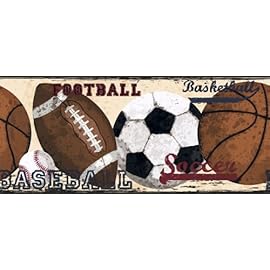 Wallpaper Borders on Candice Olson Vintage Sports Balls Wallpaper Border   Sports Borders