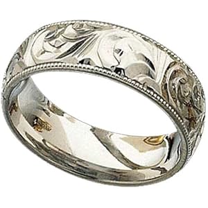 Men's Hand Engraved Platinum Wedding Band