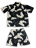 Coconut Pier - Boys 2-Piece Cabana Set, Black, Tan, Olive