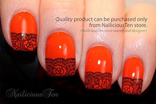Black Lace Roses Nail Wraps Art Water Transfer Decal So Beautiful 20pcs by NailiciousTen - ST8069