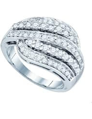 0.95 Carat (ctw) 14k White Gold Round White Diamond Ladies Cocktail Right Hand Fashion Band 1 CT