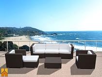 Big Sale Outdoor Patio Furniture Wicker Genuine Mango Home 7-Piece Vila All Weather Gorgeous Couch Modular Lounge Sofa Sectional Deep Seating PE Resin Set