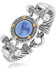 18K Yellow Gold and Sterling Silver Bluino Cameo Embellished Coin Motif Bracelet