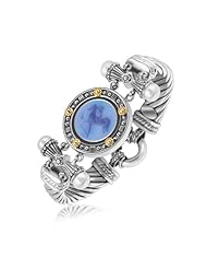 18K Yellow Gold and Sterling Silver Bluino Cameo Embellished Coin Motif Bracelet