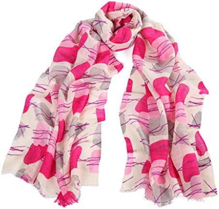 ALK Bohemian Warm Floral Tassel Women Long Wool Neckerchief Rose Red