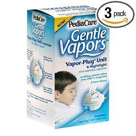 PediaCare Gentle Vapors Vapor-Plug Unit and Nightlight, Mini Waterless Vaporizer (Pack of 3)