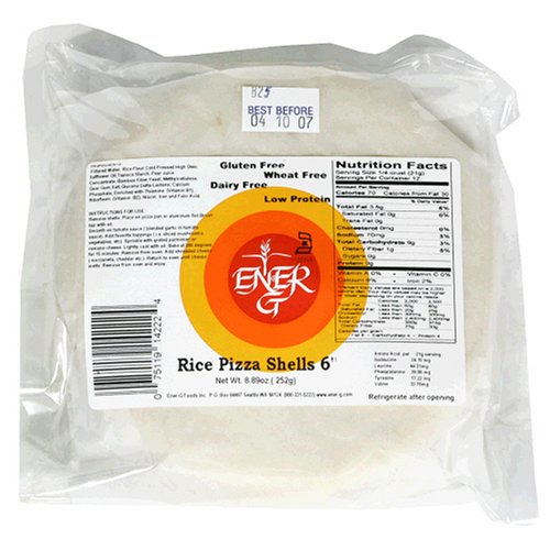 Ener-G Foods 6-Inch Rice Pizza Shells, 8.89-Ounce Packages (Pack of 5) by Ener-G Foods