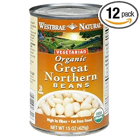 Westbrae Natural Vegetarian Organic Great Northern Beans, 15 Ounce Cans (Pack of 12)
