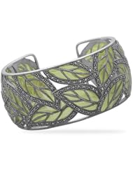 Marcasite and Green Epoxy Cuff Bracelet