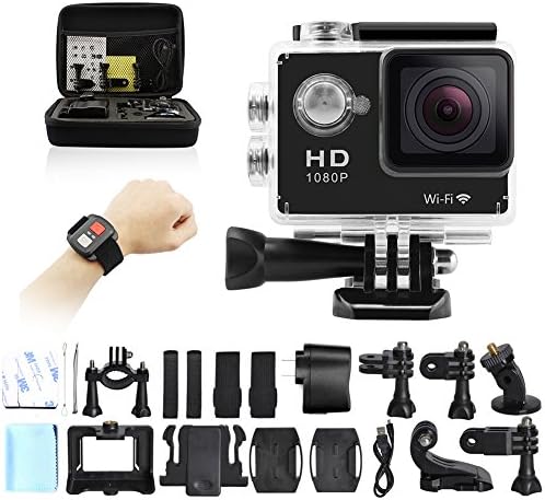 GEEKPRO RE4 Sport Action Camera 2inch Sports Video WIFI Cam 12MP Underwater Camcorder 1080P Wrist 2.4G Wireless RF Remote Control Portable Carrying Bag