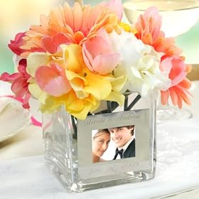 Square Glass Vase with Photo Frame (Engraved Optional)