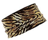 L. Erickson Metallic Snake Print Headwrap - Black/Gold