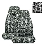 Set of 2 Universal-fit Dragon Fire Flame Print Front Bucket Seat Cover - Silver and Black