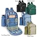Capri Insulated Picnic Backpack w/ Wine Duffel & Deluxe Service For 2 (Black/Silver)