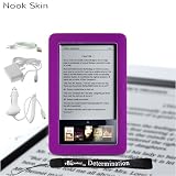 Barnes & Noble Nook E-Reader Kroo Case Protective Durable Silicone Skin (Purple) + Includes a 4-Inch eBigvalue Determination Hand Strap