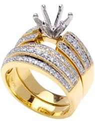 Semi Mounts & Duos With Comfort Fit 14K Yellow Gold Can Also Be Made In Platinum or Other Colors 18K And 24K Is Also Available 0.95ct tw SI1 Clearity and H or I Color