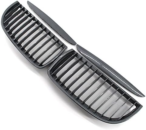 Toppart One Pair Front Center Wide Kidney Hood Grille Car Grilles for BMW E90 2005-2008 (Carbon Fiber)