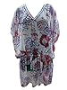 White Sheer Kaftan Top Boho Printed Chiffon Coverup