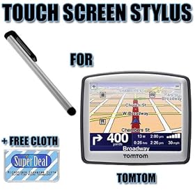 External Stylus With Chrome Finish And Anti-Scratch Gummy Rubber Tip For The TomTom ONE 130 + Free Reusable MicroFiber Cleaning Cloth. (GPS Not Included)