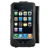 GTMax Leather Case With Stylus Pen Holder - Black for Apple iPhone 3G / 3G S Smartphone