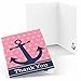 Ahoy - Nautical Girl - Baby Shower or Birthday Party Thank You Cards - Set of 24