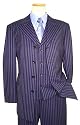 Steve Harvey Navy Blue with Baby Blue Stripes Super 120's Wool Vested Wideleg Suit By Zanetti