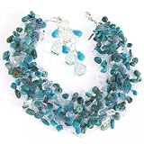 Turquoise and aquamarine crystal chip necklace