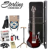 Sterling by Music Man JP60-PRB Electric Guitar with Pearl Red Burst Finish - Kit Includes: D\'Addario EXL110 Strings, Planet Waves Strap (PWS100V), Planet Waves 10\' Cable (PW-CGT-10), Ultra Guitar Stand (2445BK), Fender Clip-on Tuner (009-1160-000), Fender Guitar Polish (099-0501-000), Fender String Winder (099-1028-000), DPS Polishing Cloth, Shredder Pick Pack, and MBT Hard Case (MBTEGCW1)