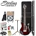 Sterling by Music Man JP60-PRB Electric Guitar with Pearl Red Burst Finish - Kit Includes: DAddario EXL110 Strings, Planet Waves Strap (PWS100V), Planet Waves 10' Cable (PW-CGT-10), Ultra Guitar Stand (2445BK), Fender Clip-on Tuner (009-1160-000), Fender Guitar Polish (099-0501-000), Fender String Winder (099-1028-000), DPS Polishing Cloth, Shredder Pick Pack, and MBT Hard Case (MBTEGCW1)