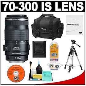 Canon EF 70-300mm f/4-5.6 IS USM AF Lens + Canon 2400 Case + Tripod + Accessory Kit for EOS 60D, 7D, 5D Mark II III, Rebel T3, T3i, T4i Digital SLR Cameras