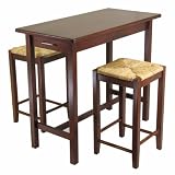 Winsome Kitchen Island Table with 2 Rush Seat Stools 2 cartons, 3-Piece