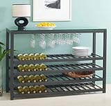 Tag Furnishings 290089 Trio Wide Table Wine Rack, Black