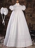 32 Short Sleeve Christening Gown with Hand Embroidery and Pintuck