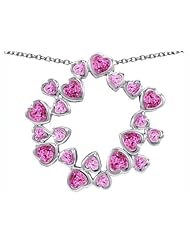 Original Star K (tm) Large Circle of Love Pendant with 20 Created Pink Sapphire Hearts in 925 Sterling Silver
