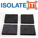 Isolate It: Sorbothane Vibration Isolation Reinforced Heavy Duty Square Pad (2.5" x 2.5" x 1/4" Thick) - 4 Pack